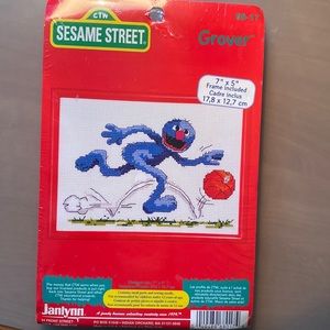 Sesame Street Grover basketball cross stitch kit NIP 5x7